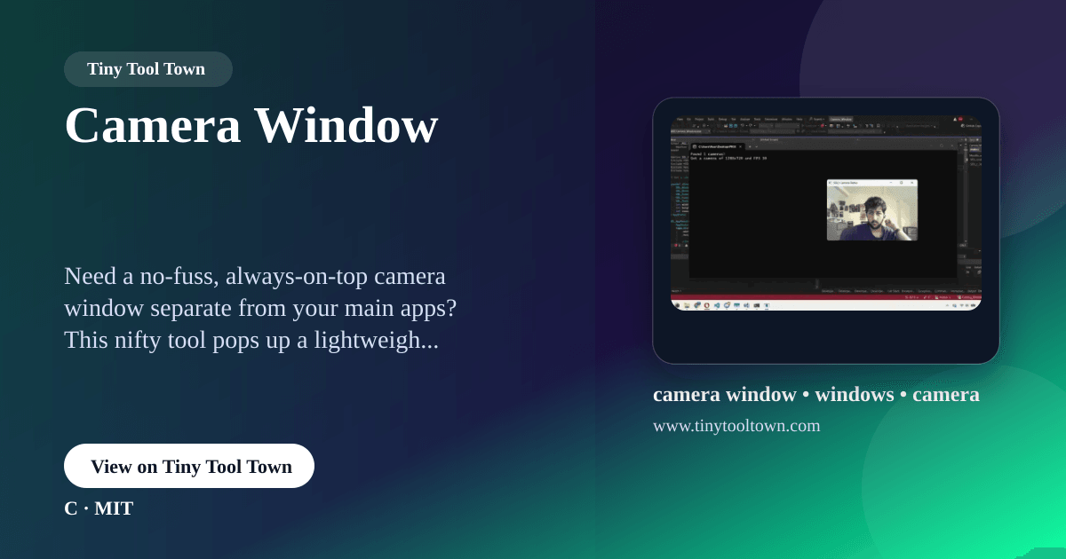Camera Window - This project creates a separate camera window. | Ti...