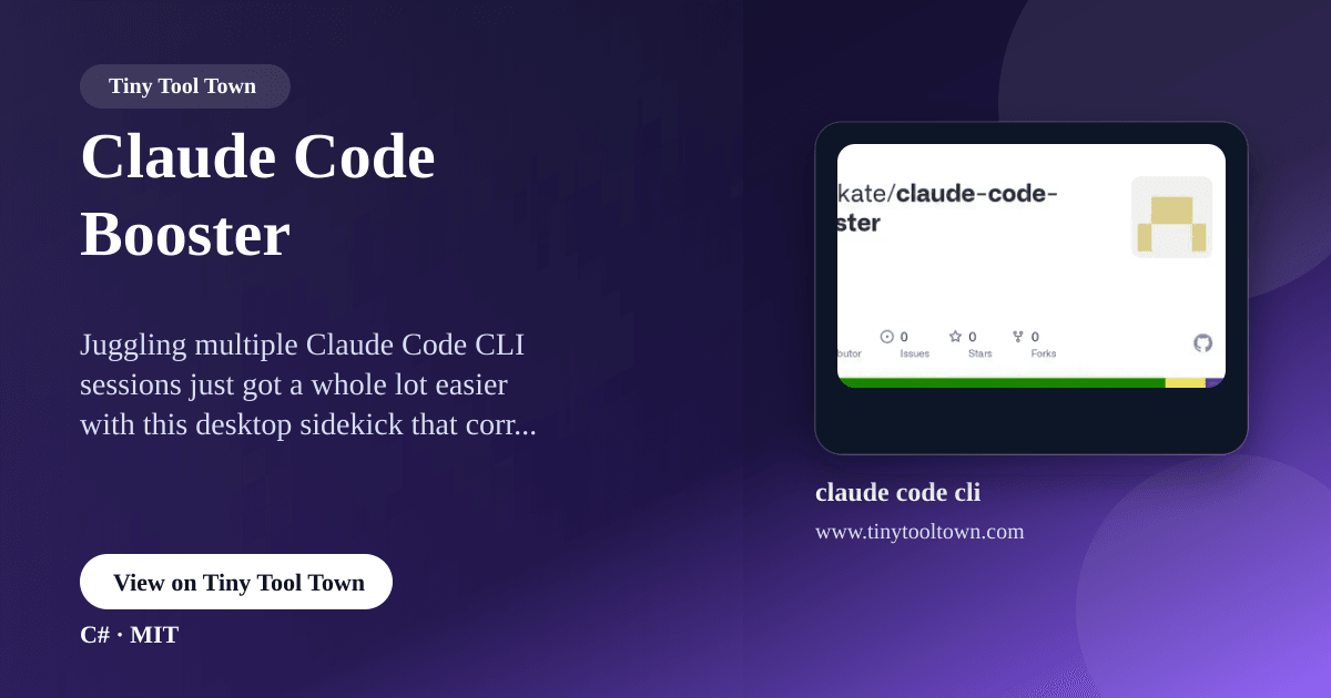 Claude Code Booster - Session manager for parallel Claude Code CLI...