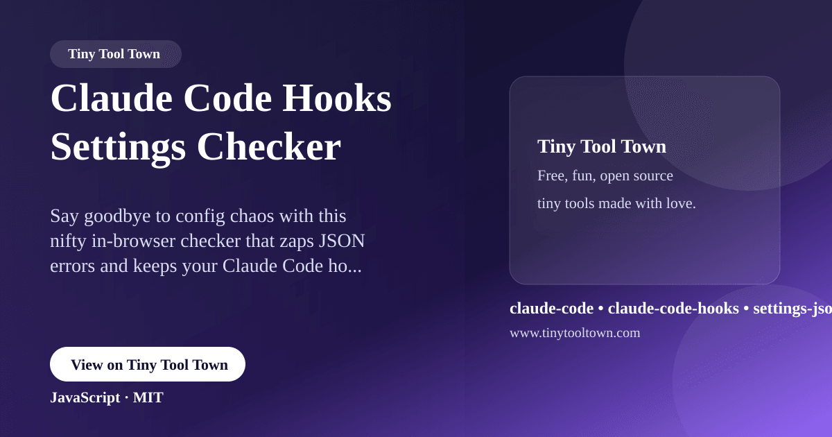 Claude Code Hooks Settings Checker - Check Claude Code settings.jso...