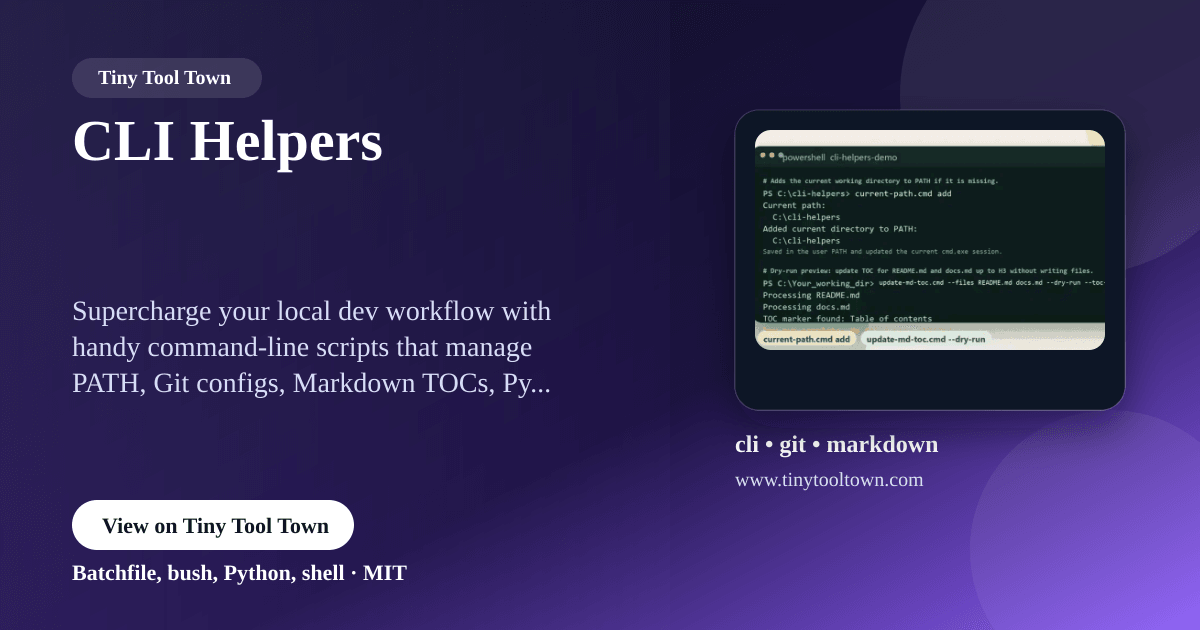 CLI Helpers - Command-line helpers scripts for common local develop...