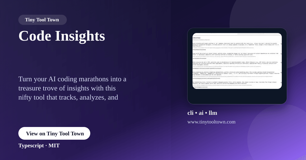 Code Insights - Turn your AI coding sessions into knowledge | Tiny...