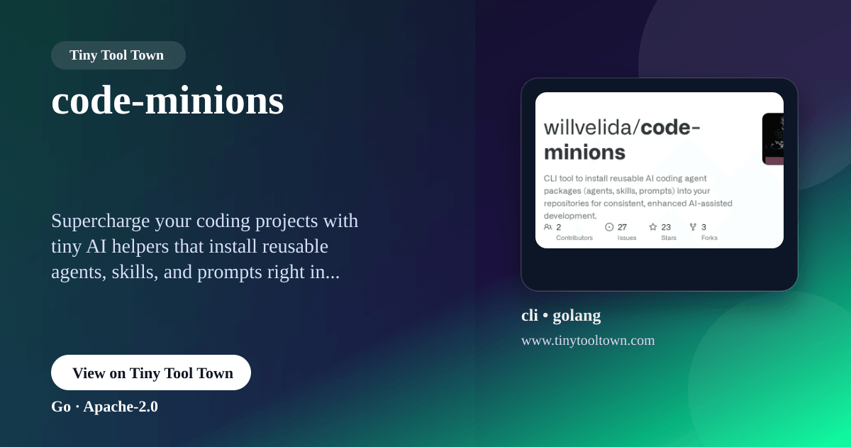code-minions - CLI tool to install reusable AI coding agent package...