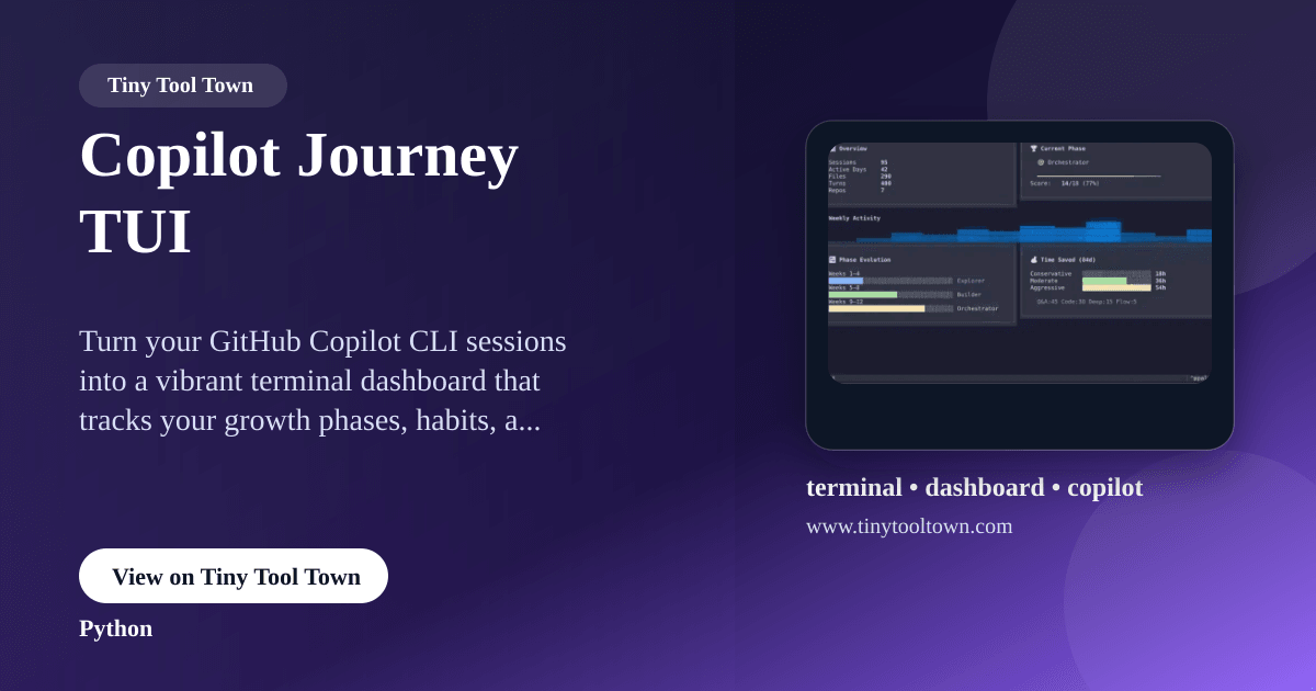 Copilot Journey TUI - A terminal dashboard for visualizing your Git...