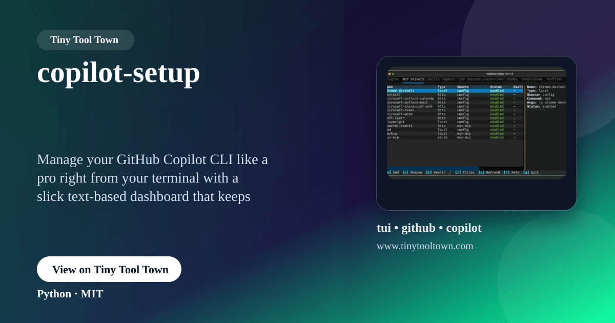 copilot-setup - TUI dashboard for viewing and managing GitHub Copil...