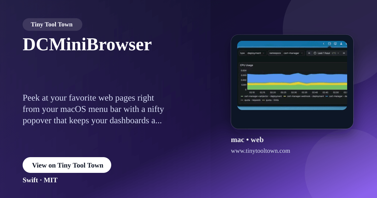 DCMiniBrowser - macOS menu bar application for displaying web pages...