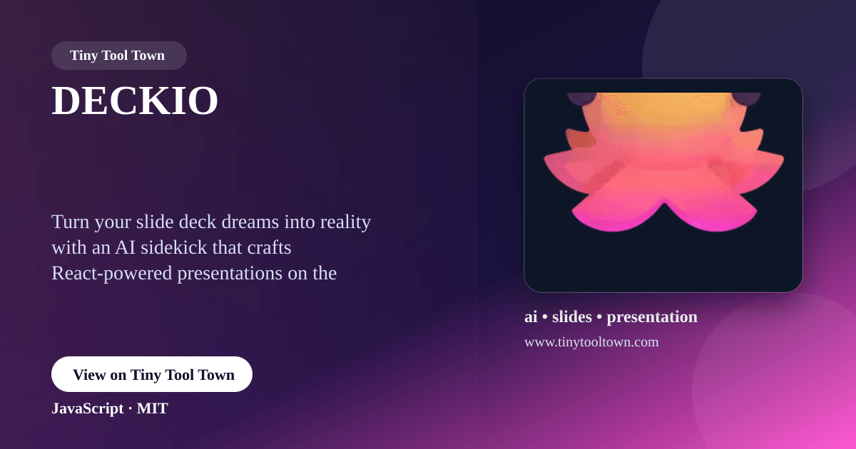 DECKIO - Build slide decks with an AI agent — React + JSX component...