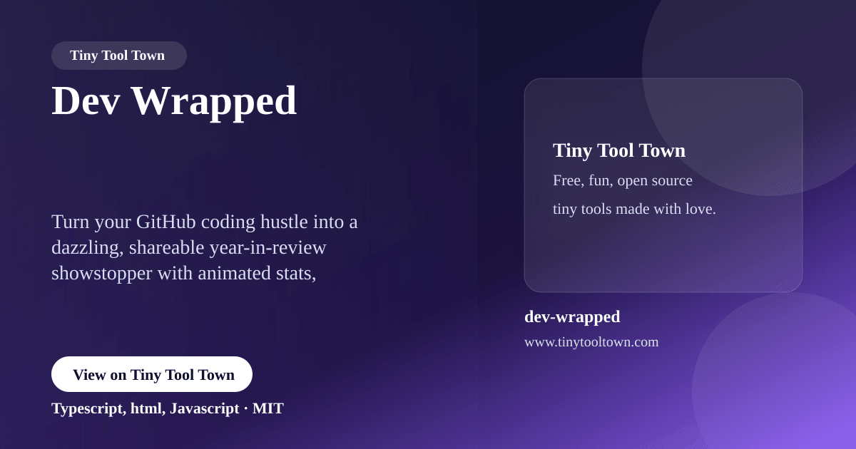 Dev Wrapped - Turn any GitHub user or repo into a shareable "year i...