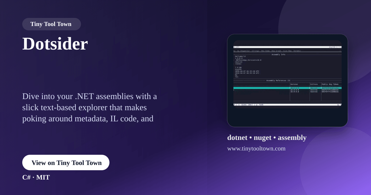 Dotsider - A TUI for analyzing .NET assemblies | Tiny Tool Town