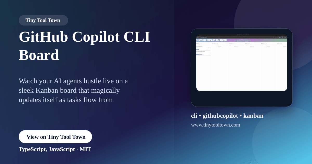 GitHub Copilot CLI Board - Kanban board for GitHub Copilot CLI | Ti...