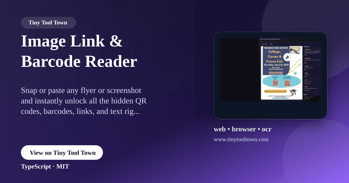 Image Link & Barcode Reader - Paste a flyer or screenshot; highligh...