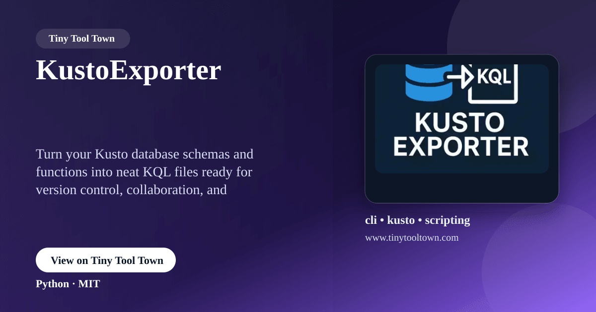 KustoExporter - Scripts for exporting Kusto table schemas and funct...