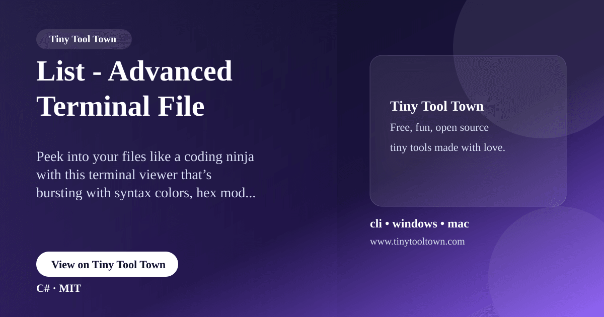 List - Advanced Terminal File Viewer - Cross platform terminal list...
