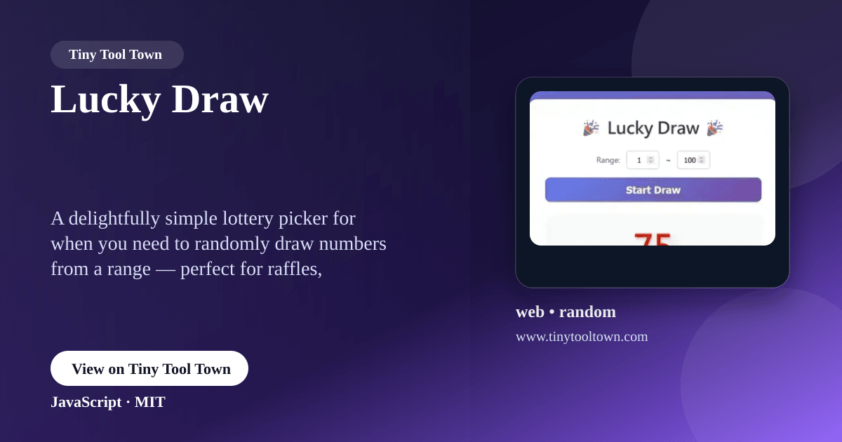 Lucky Draw - Draw random numbers from a range of numbers | Tiny Too...