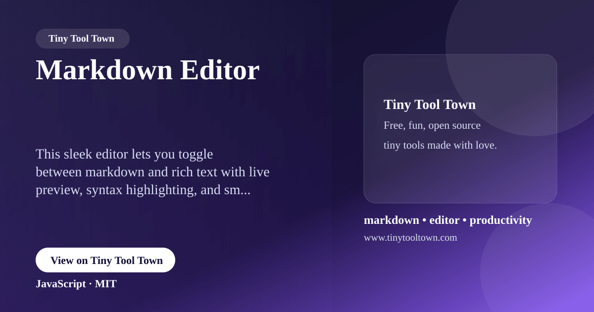Markdown Editor - A modern, feature-rich markdown and rich text edi...