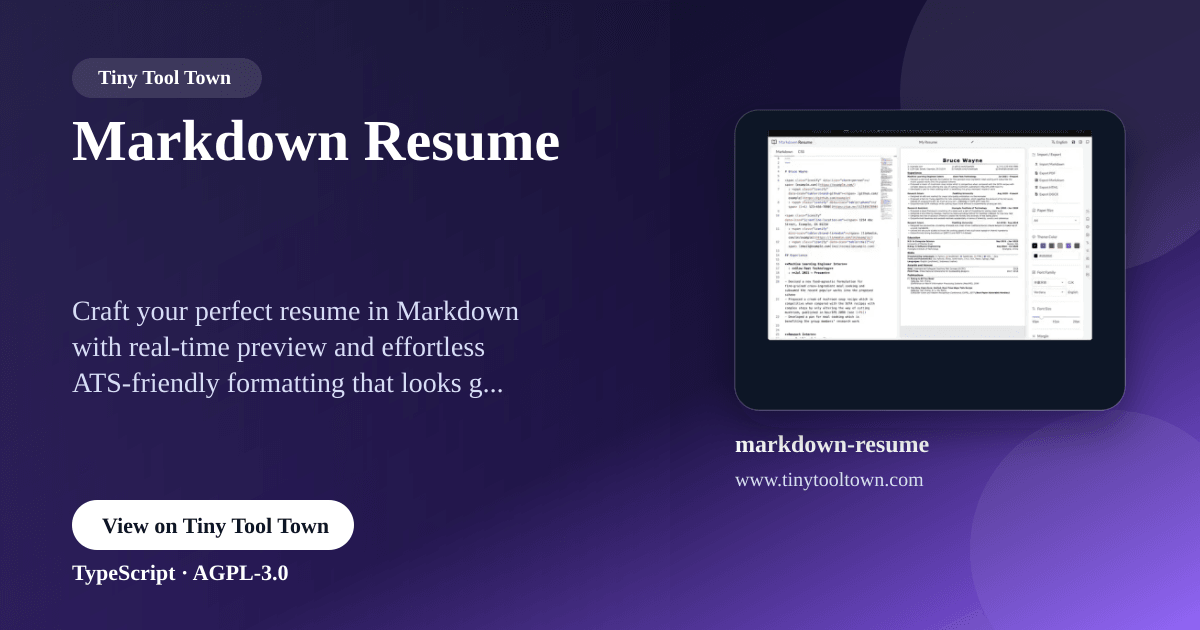 Markdown Resume - ATS and Human-friendly Resume Writer in Markdown...
