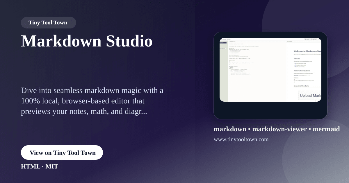 Markdown Studio - One page 100% local markdown viewer - File or Fol...