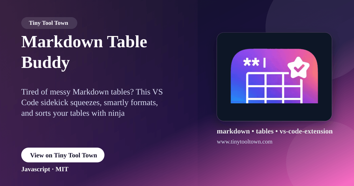 Markdown Table Buddy - Your missing VS Code Extension for Markdown...