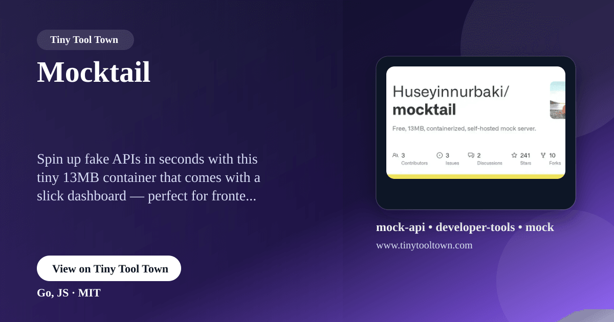 Mocktail - Mock any HTTP endpoint in seconds — fast, free, and cont...