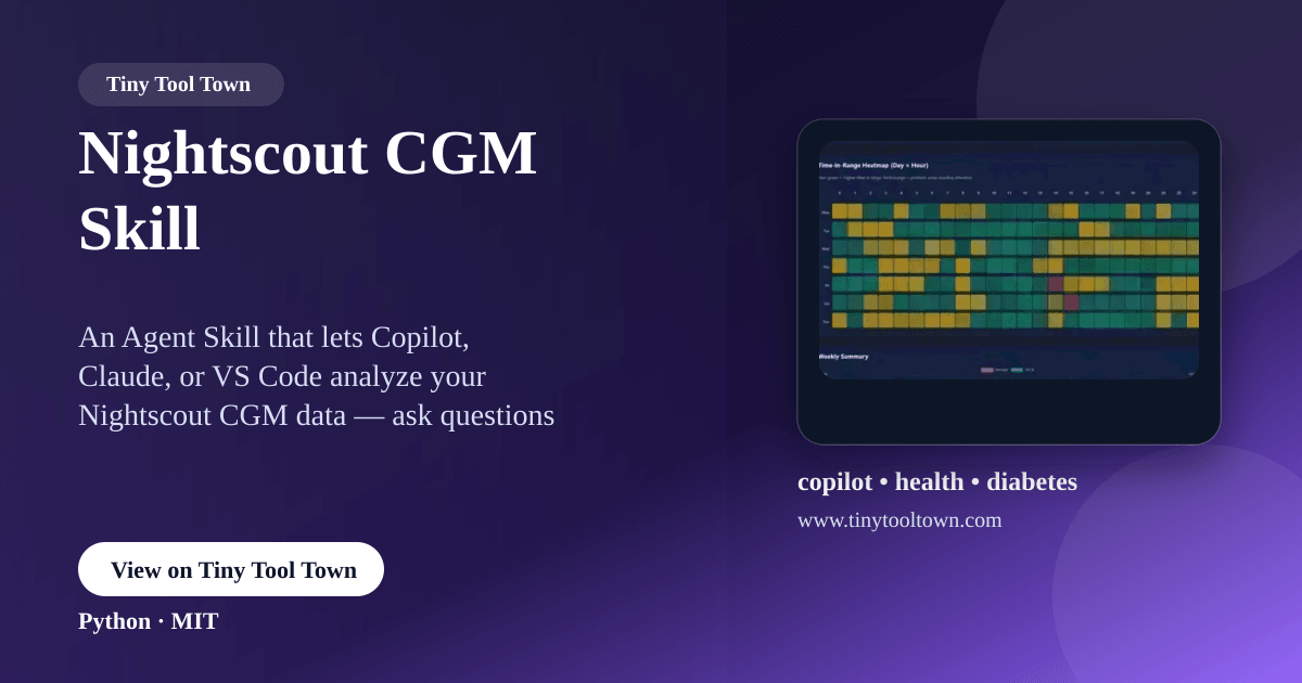 Nightscout CGM Skill - GitHub Copilot skill for blood glucose analy...