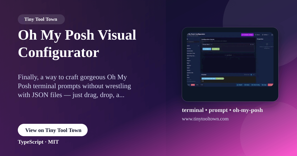 Oh My Posh Visual Configurator - Drag, drop, preview & export Oh My...