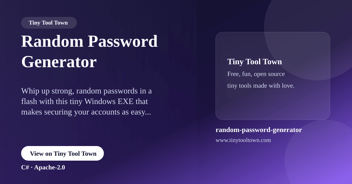 Random Password Generator - Small Windows EXE that can generate ran...