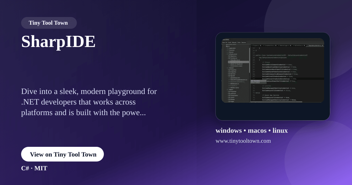 SharpIDE - A modern, cross platform IDE for .NET, built with .NET