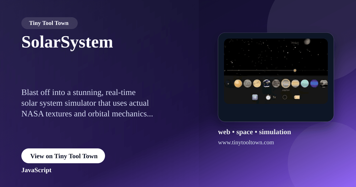 SolarSystem - Solar System and Space Mission Simulation | Tiny Tool...