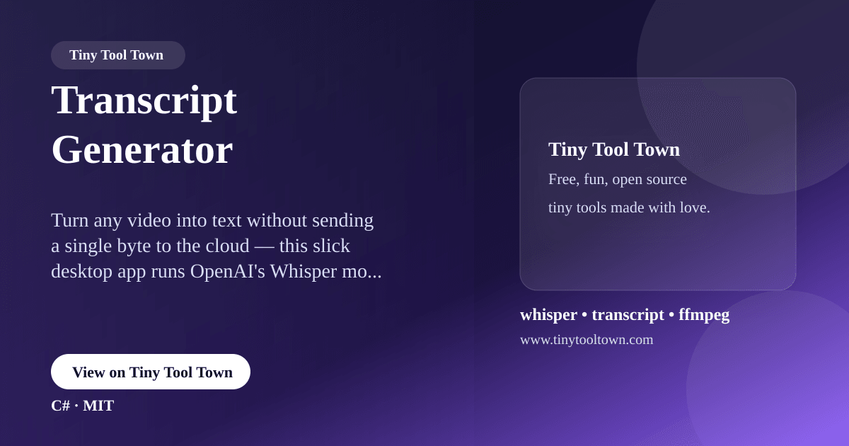 Transcript Text Generator Transcript Generator - Small tool to generate a text transcript fro...