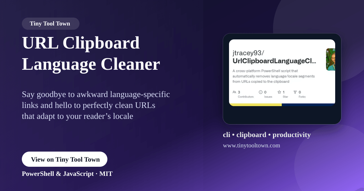 URL Clipboard Language Cleaner - A cross-platform PowerShell script...