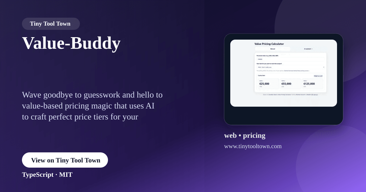 Value Buddle Value-Buddy - Value Based Pricing tool for consulting services | Ti...