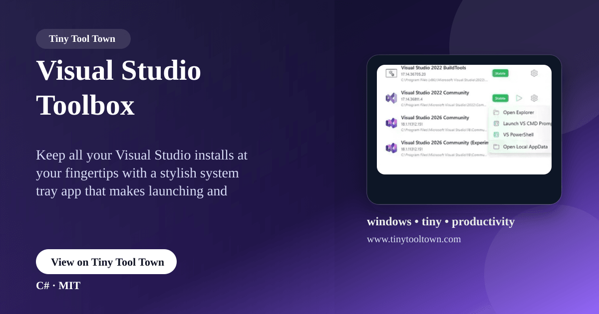 Visual Studio Toolbox - Get access to your install visual studio in...