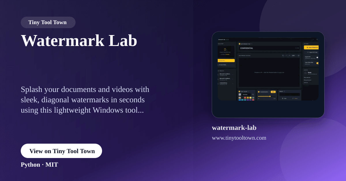 Watermark Lab - A lightweight Windows desktop tool for applying pro...