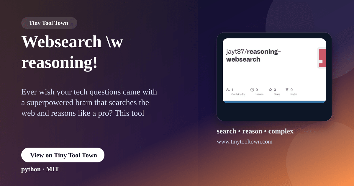Websearch \w reasoning! - Search and reason over your technical que...