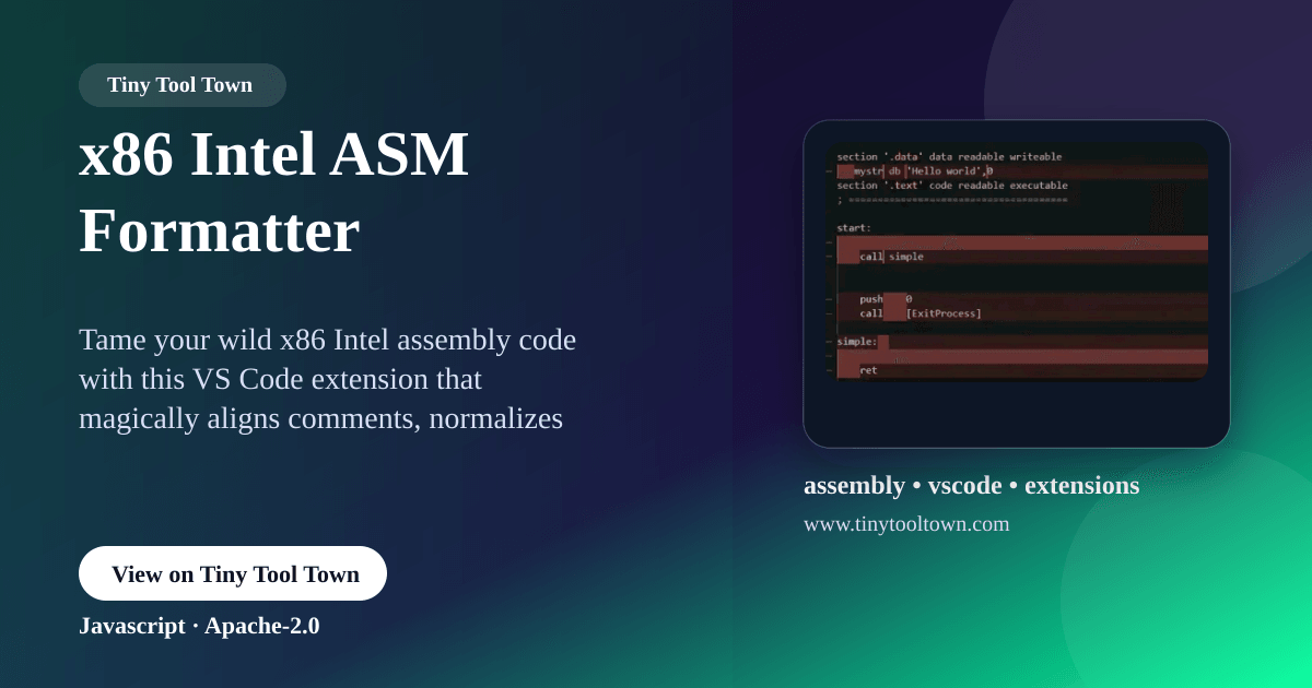 x86 Intel ASM Formatter Extension - Visual Studio Code extension to...