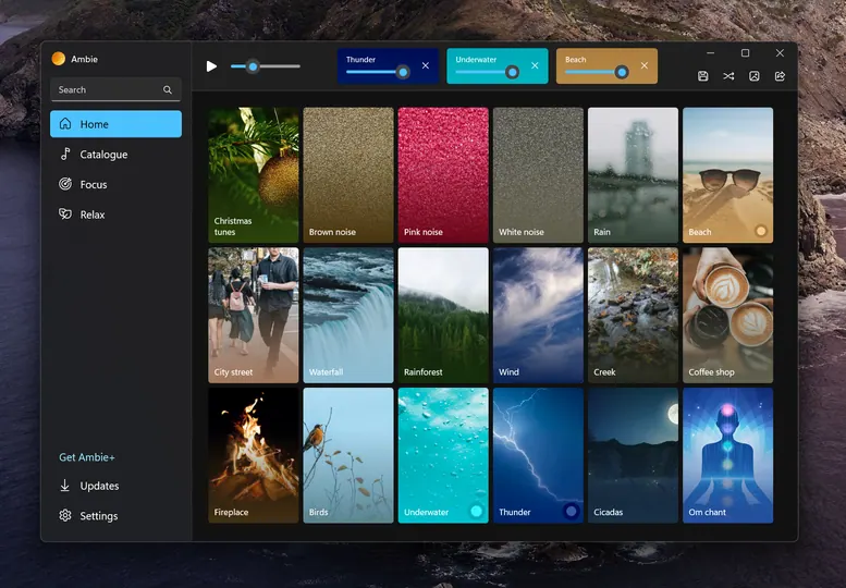 Screenshot of Ambie White Noise