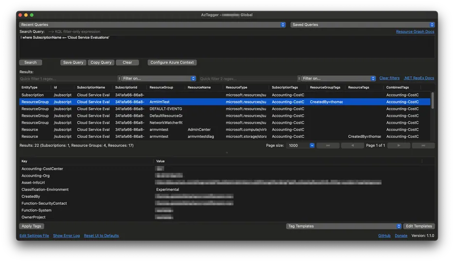 Screenshot of AzTagger