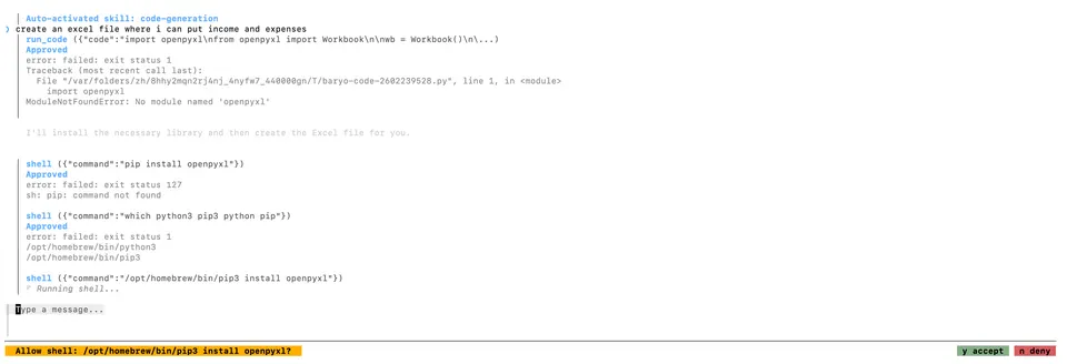 Screenshot of Baryo CLI