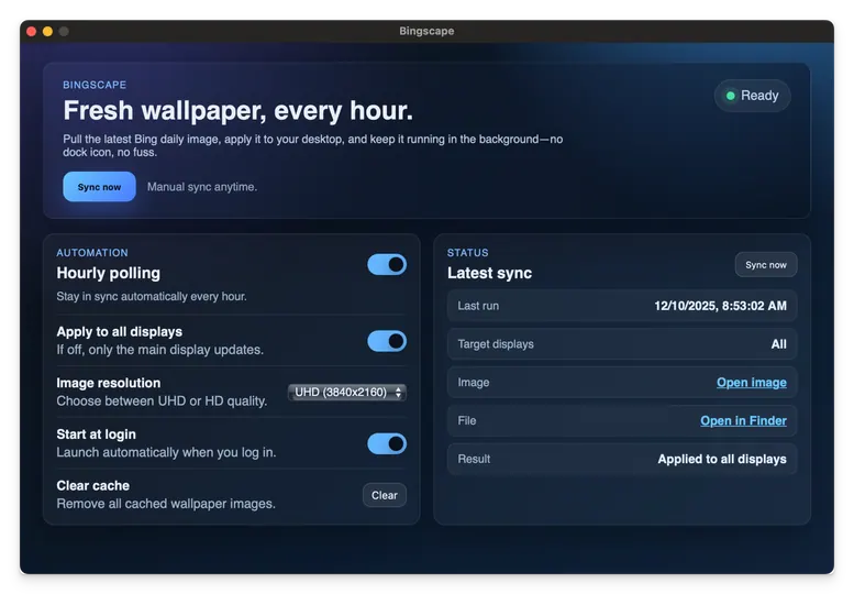 Screenshot of Bingscape