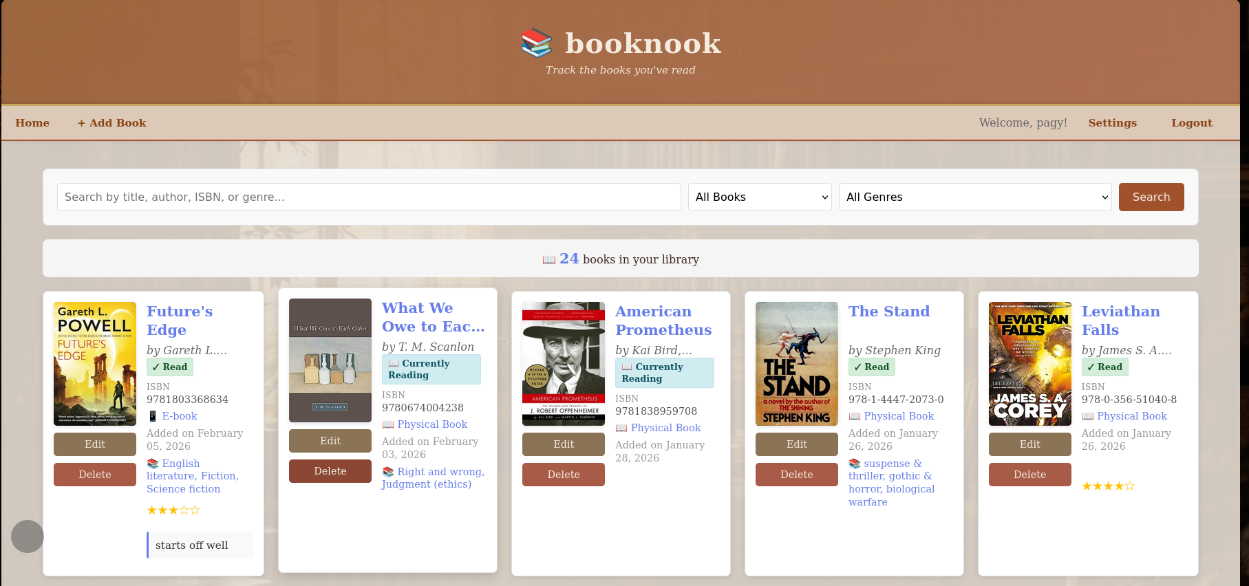 Screenshot of booknook