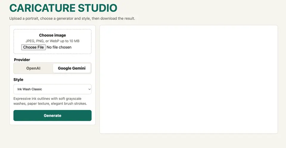 Screenshot of Caricature Studio