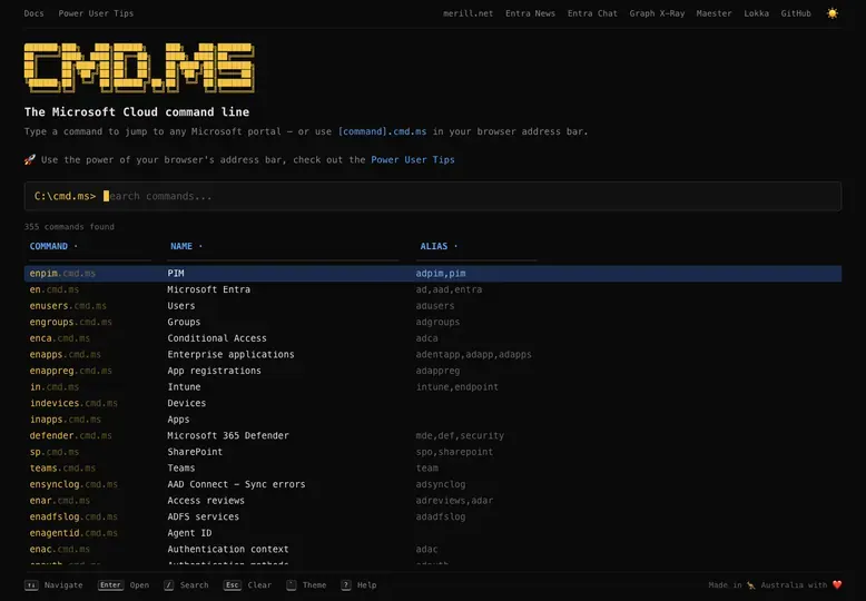 Screenshot of cmd.ms