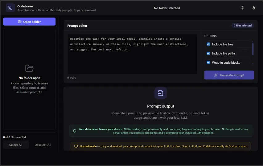 Screenshot of CodeLoom