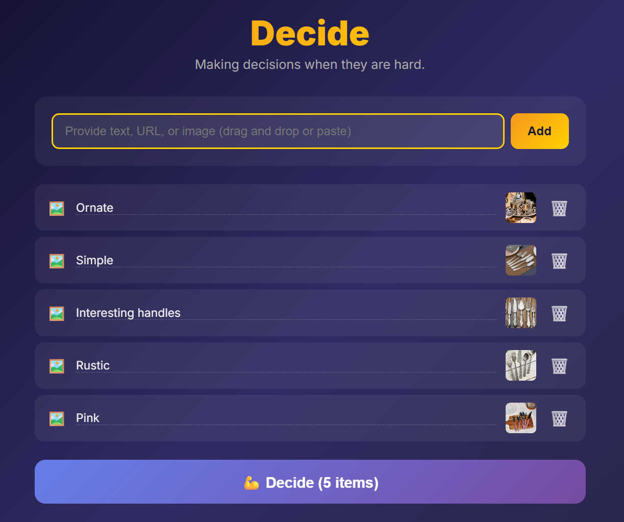 Screenshot of Decide