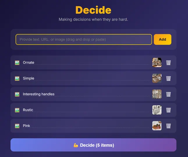 Screenshot of Decide
