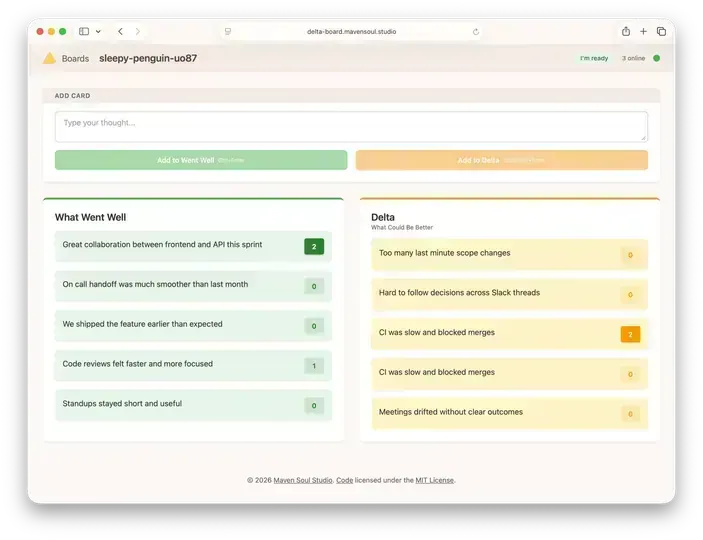 Screenshot of Delta Board