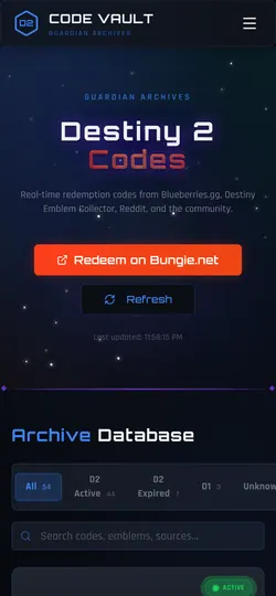 Screenshot of Destiny Code Finder