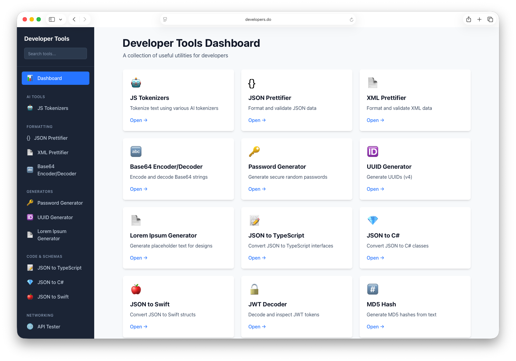Screenshot of Developer Tools