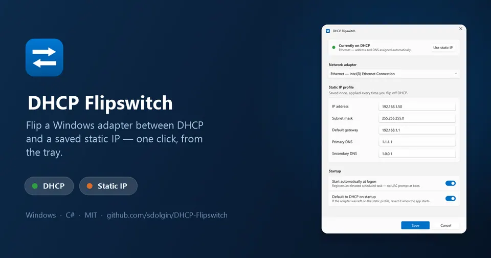 Screenshot of DHCP Flipswitch