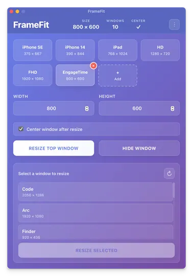 Screenshot of FrameFit