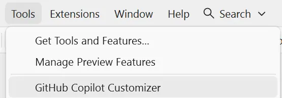 Screenshot of GitHub Copilot Customizer